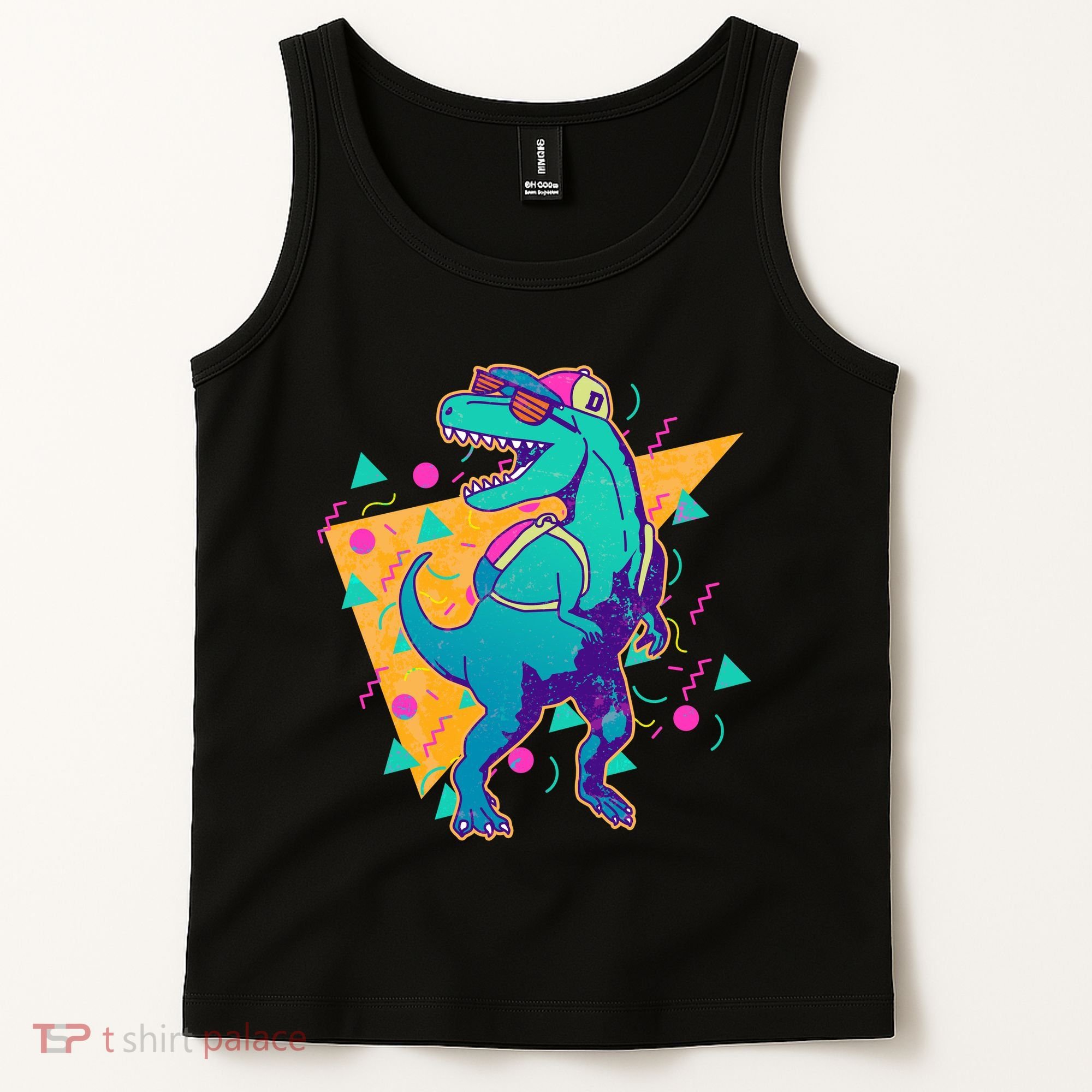 Retro Eighties Nineties Back to School TRex Dinosaur Tank Top