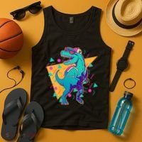 Retro Eighties Nineties Back to School TRex Dinosaur Tank Top thumb 4