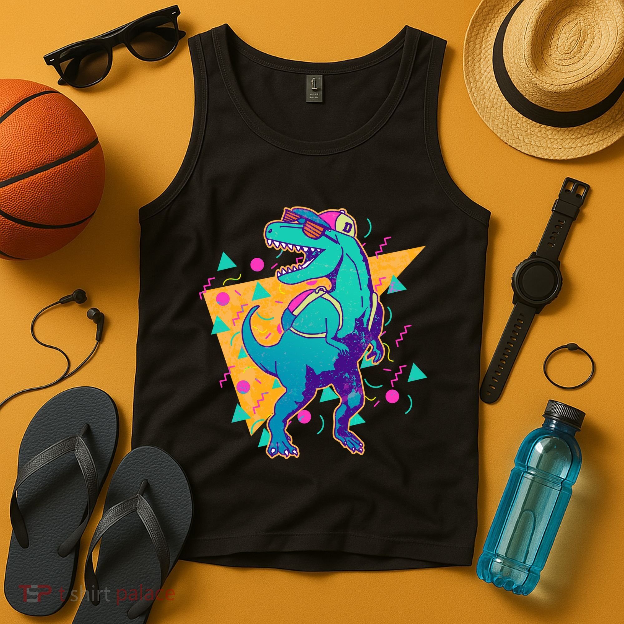 Retro Eighties Nineties Back to School TRex Dinosaur Tank Top