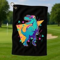 Retro Eighties Nineties Back to School TRex Dinosaur Golf Towel thumb 1