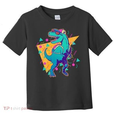 Retro Eighties Nineties Back to School TRex Dinosaur Toddler T-Shirt