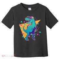 Retro Eighties Nineties Back to School TRex Dinosaur Toddler T-Shirt thumb 0