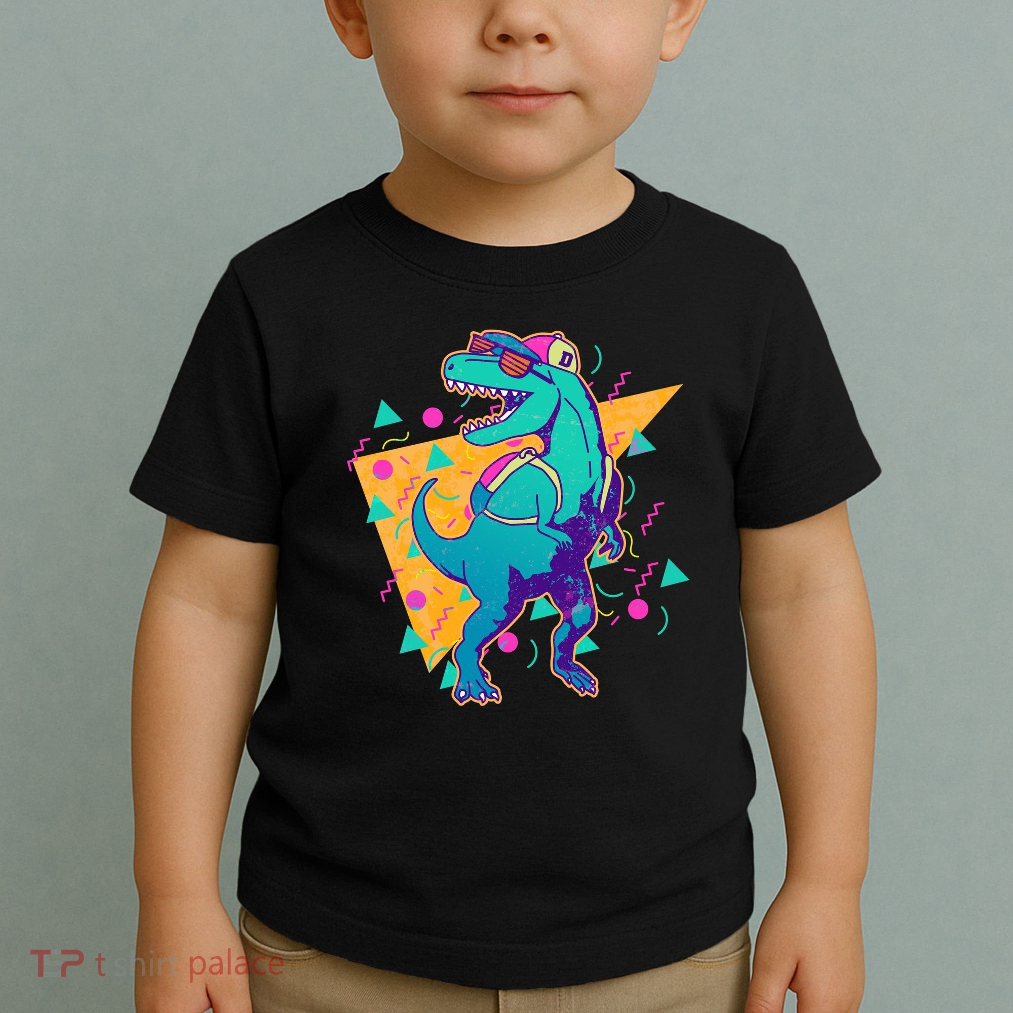 Retro Eighties Nineties Back to School TRex Dinosaur Toddler T-Shirt