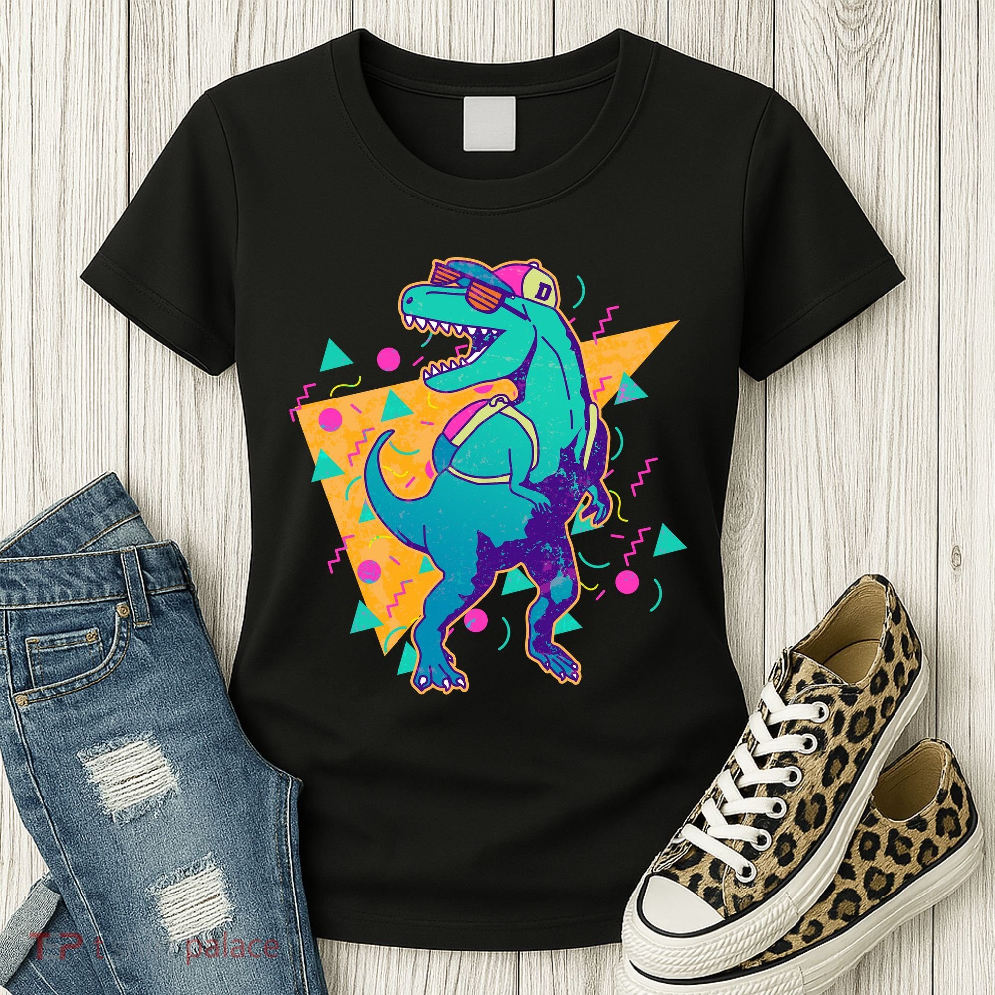Retro Eighties Nineties Back to School TRex Dinosaur Women's T-Shirt