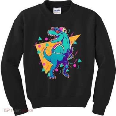 Retro Eighties Nineties Back to School TRex Dinosaur Kids Sweatshirt