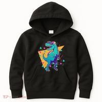 Retro Eighties Nineties Back to School TRex Dinosaur Kids Hoodie thumb 0
