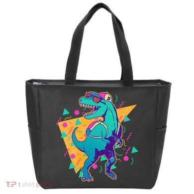 Retro Eighties Nineties Back to School TRex Dinosaur Tote Bag