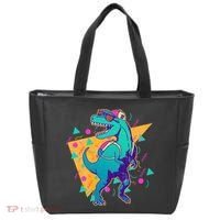 Retro Eighties Nineties Back to School TRex Dinosaur Tote Bag thumb 0