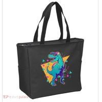 Retro Eighties Nineties Back to School TRex Dinosaur Tote Bag thumb 2
