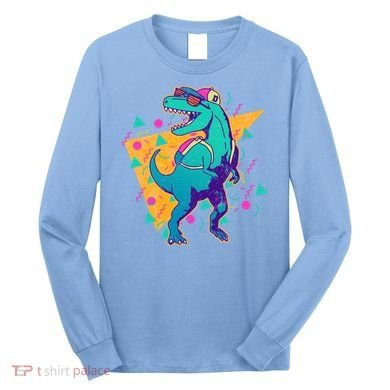 Retro Eighties Nineties Back to School TRex Dinosaur Long Sleeve Shirt