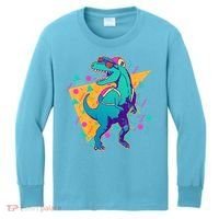 Retro Eighties Nineties Back to School TRex Dinosaur Kids Long Sleeve Shirt thumb 0