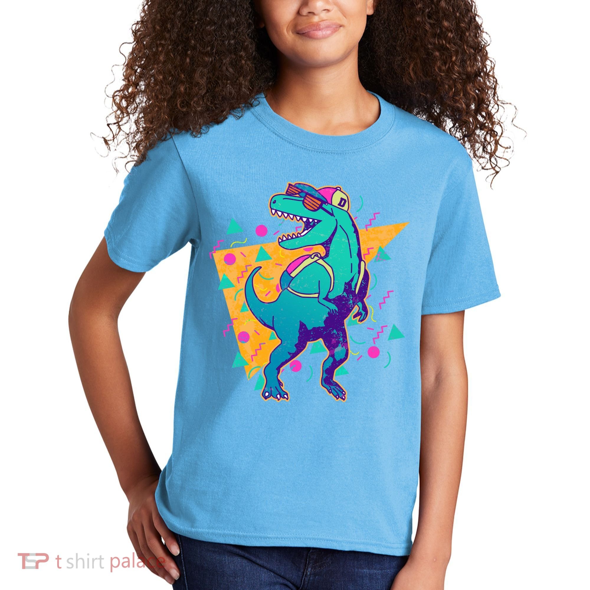 Retro Eighties Nineties Back to School TRex Dinosaur Kids T-Shirt