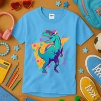 Retro Eighties Nineties Back to School TRex Dinosaur Kids T-Shirt thumb 3