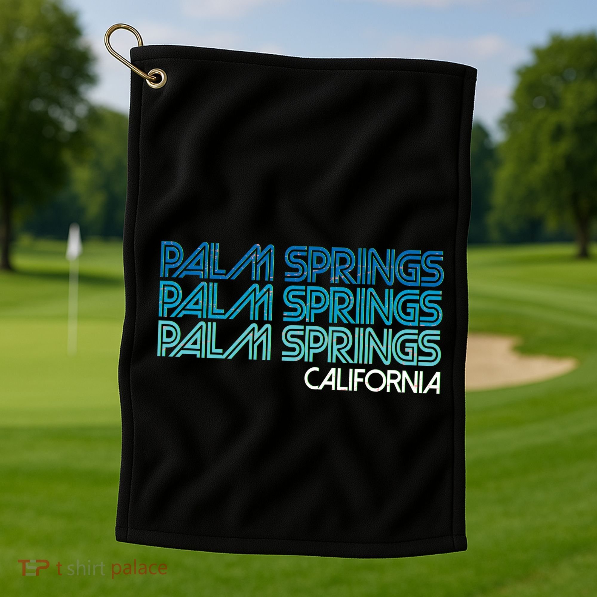 Retro Eighties Palm Springs California  Golf Towel