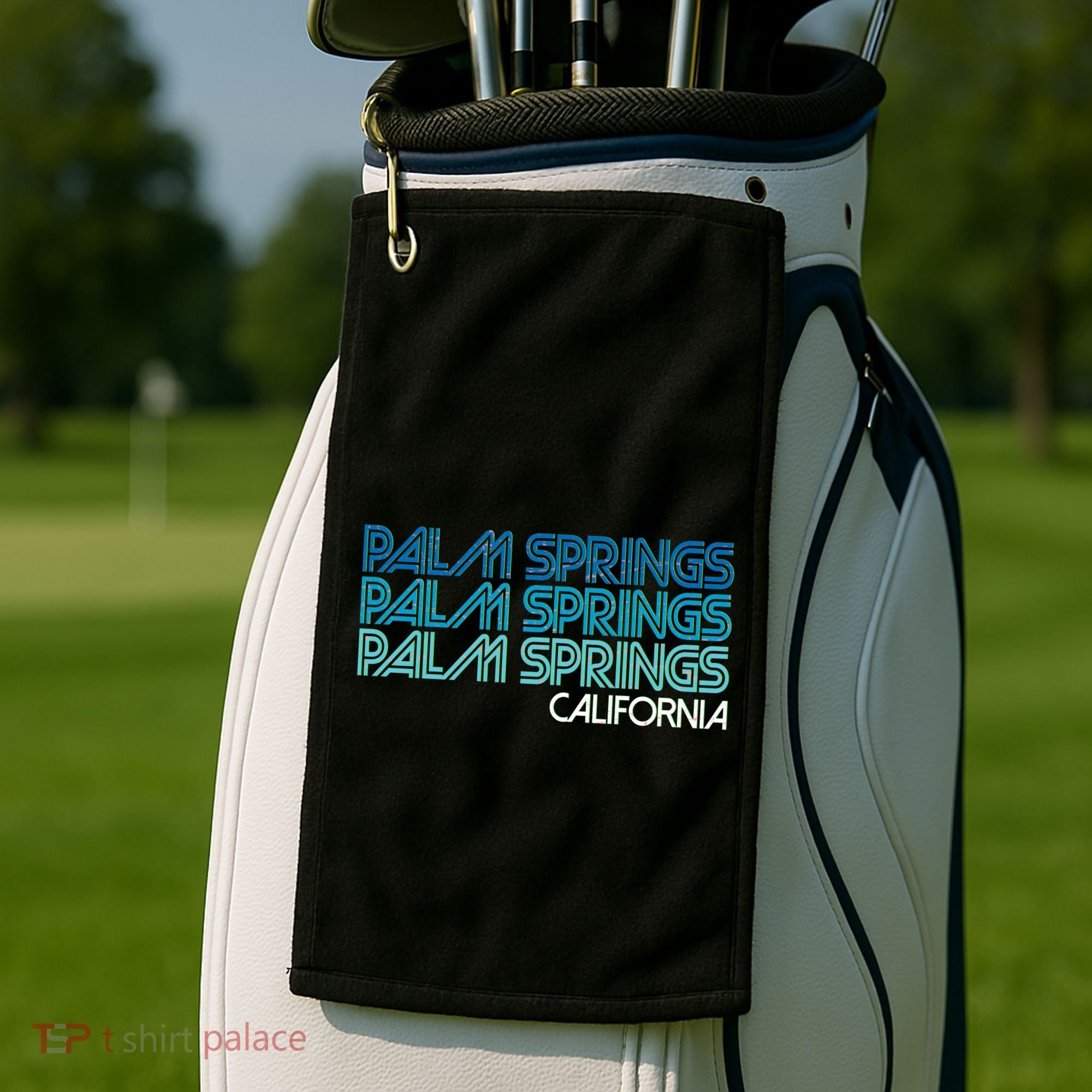 Retro Eighties Palm Springs California  Golf Towel