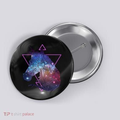 Retro Eighties Polygon Galaxy Unicorn Button