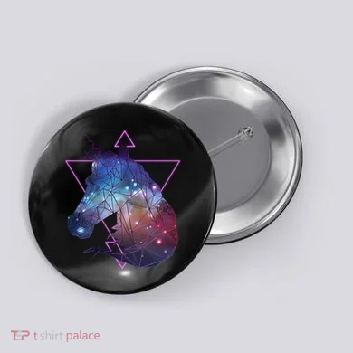 Retro Eighties Polygon Galaxy Unicorn Button