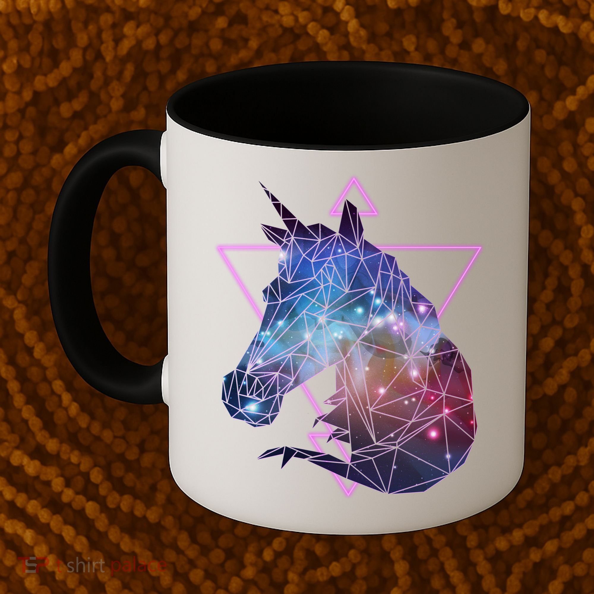 Retro Eighties Polygon Galaxy Unicorn Coffee Mug