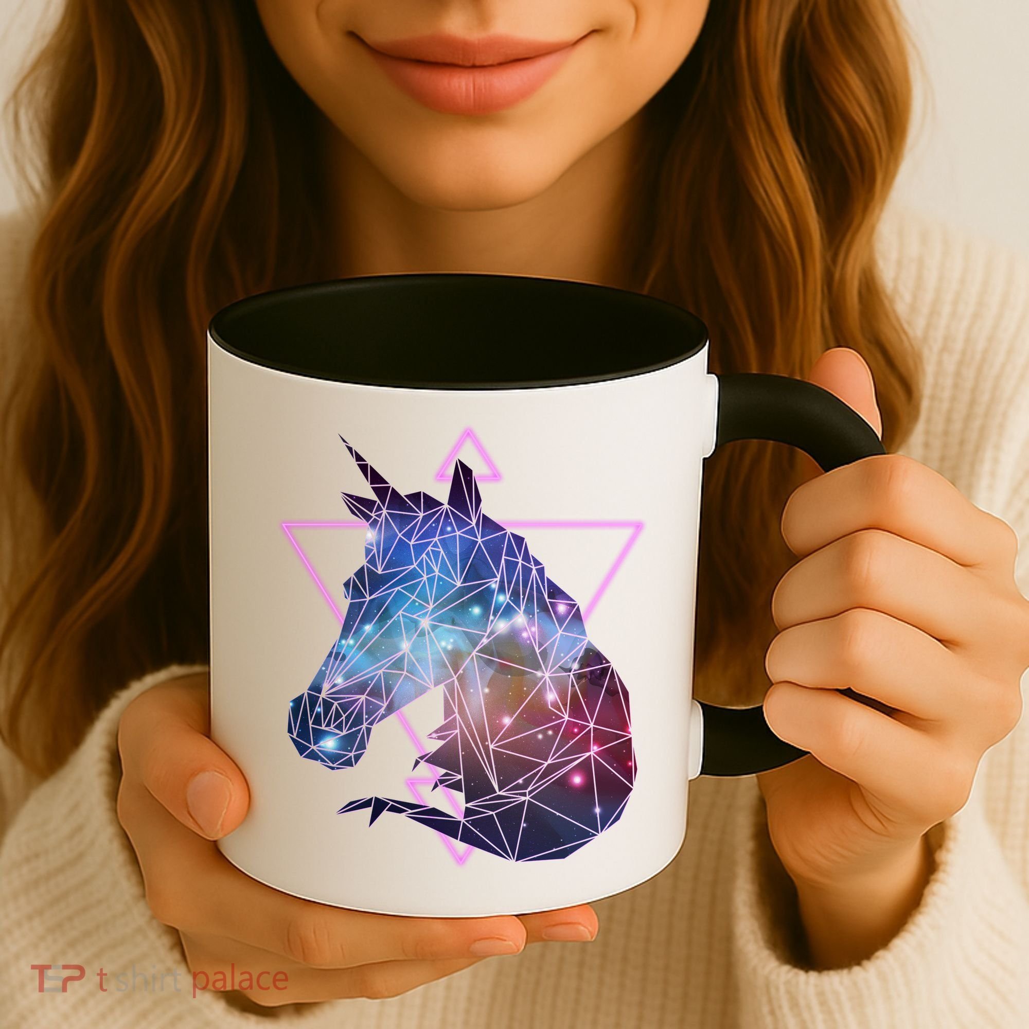Retro Eighties Polygon Galaxy Unicorn Coffee Mug