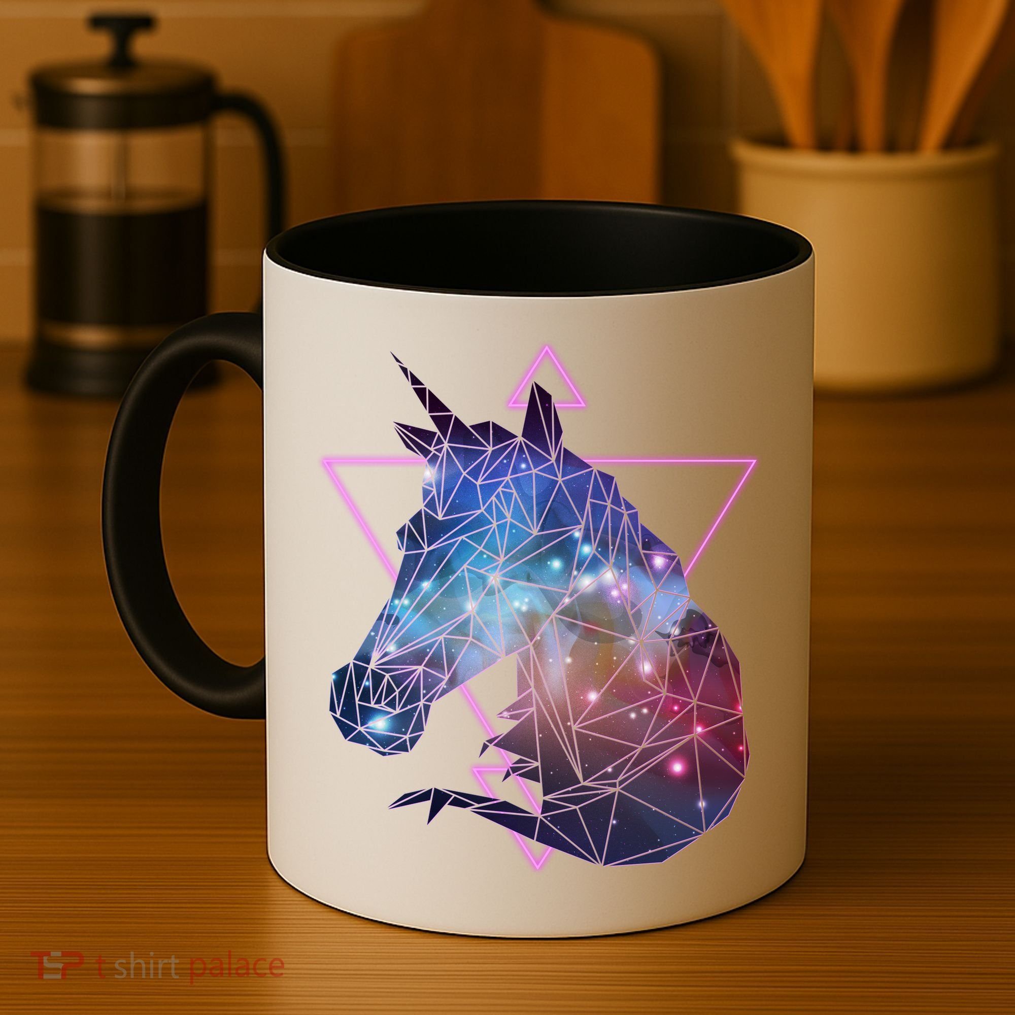 Retro Eighties Polygon Galaxy Unicorn Coffee Mug