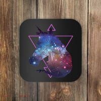Retro Eighties Polygon Galaxy Unicorn Coaster thumb 0