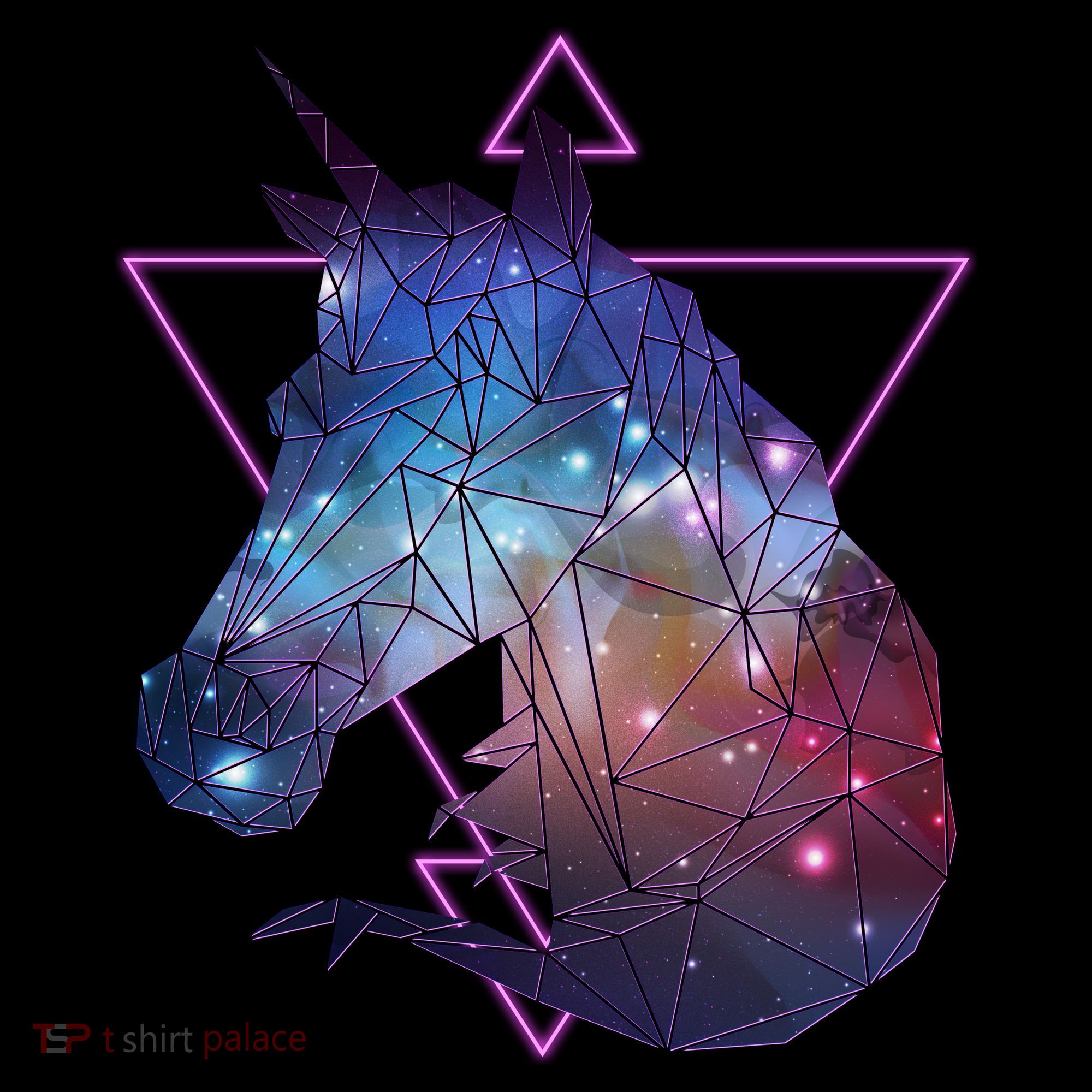 Retro Eighties Polygon Galaxy Unicorn Women's Hoodie