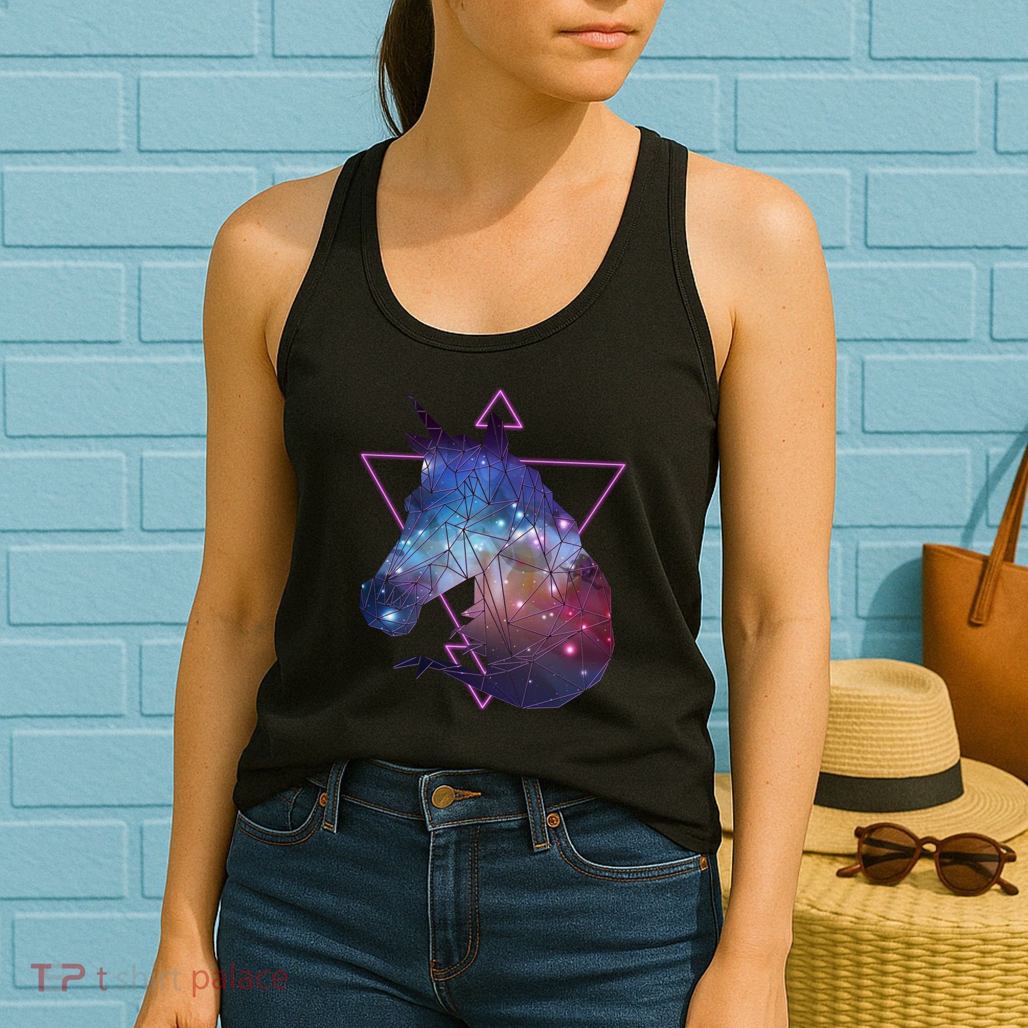 Retro Eighties Polygon Galaxy Unicorn Women's Tank Top