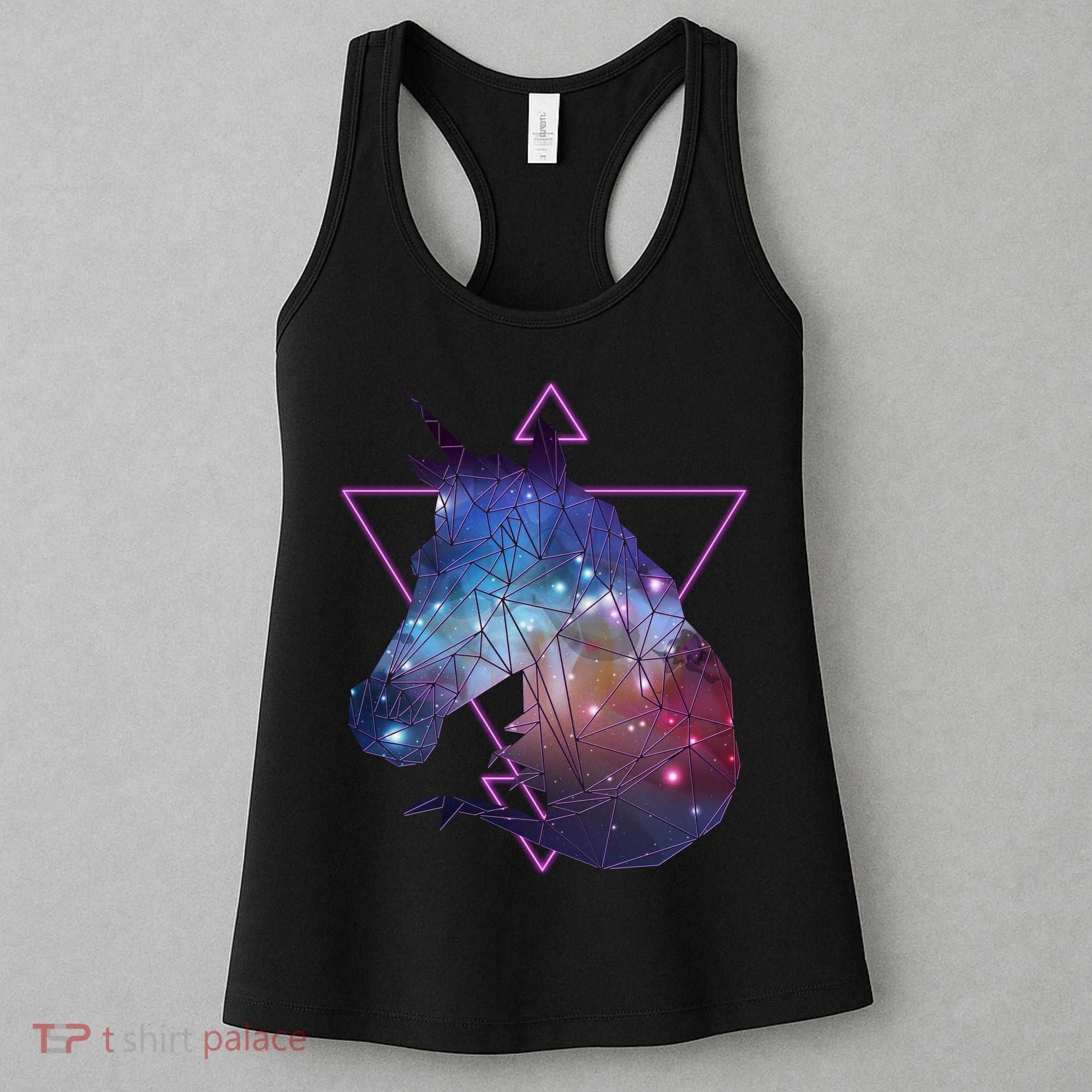 Retro Eighties Polygon Galaxy Unicorn Women's Tank Top