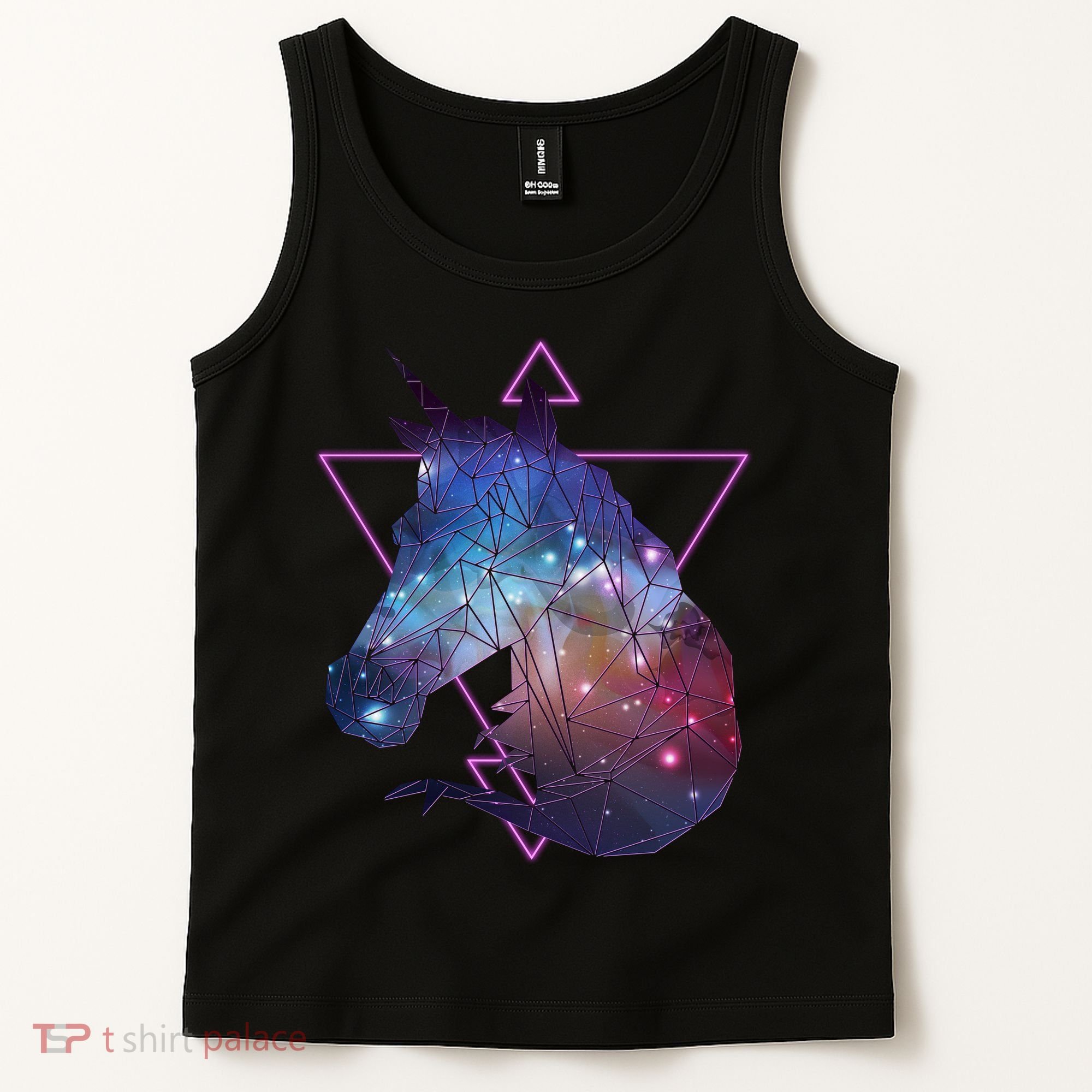 Retro Eighties Polygon Galaxy Unicorn Tank Top