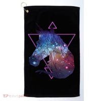 Retro Eighties Polygon Galaxy Unicorn Golf Towel thumb 0