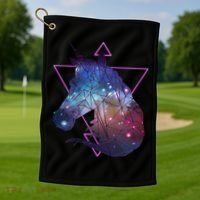 Retro Eighties Polygon Galaxy Unicorn Golf Towel thumb 1