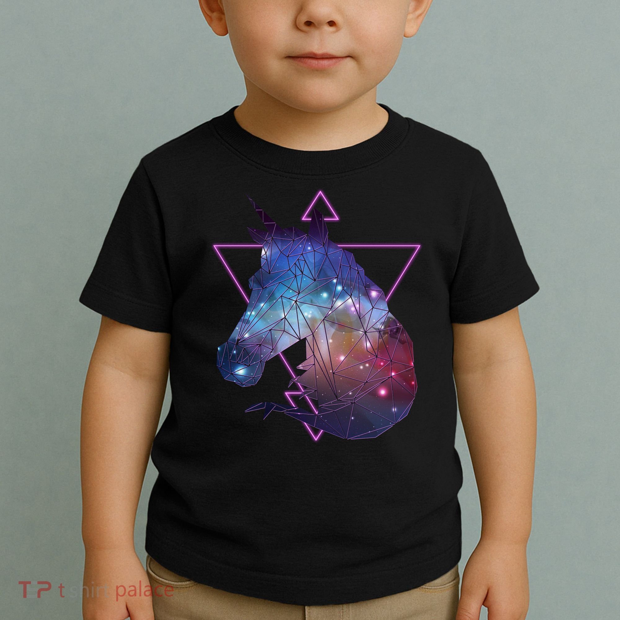 Retro Eighties Polygon Galaxy Unicorn Toddler T-Shirt