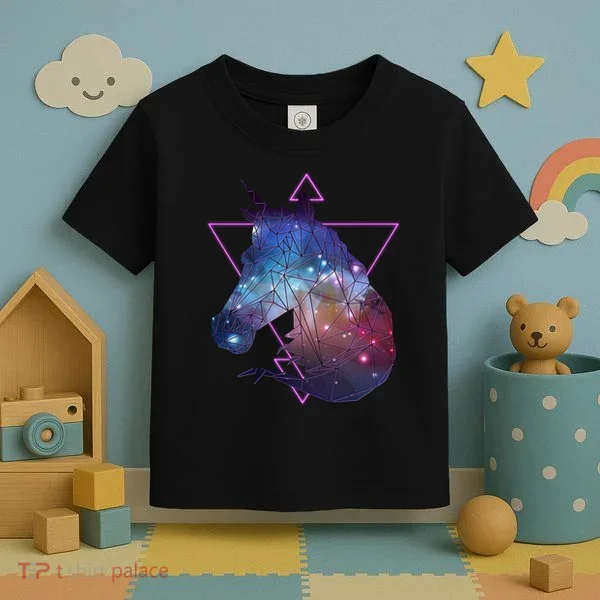 Retro Eighties Polygon Galaxy Unicorn Toddler T-Shirt