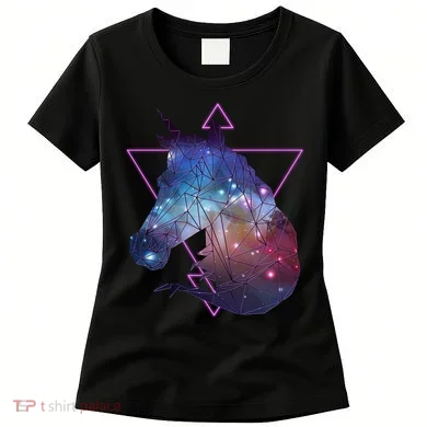 Retro Eighties Polygon Galaxy Unicorn Women's T-Shirt