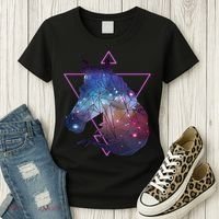 Retro Eighties Polygon Galaxy Unicorn Women's T-Shirt thumb 3