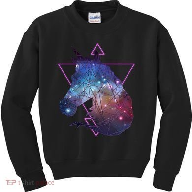 Retro Eighties Polygon Galaxy Unicorn Kids Sweatshirt