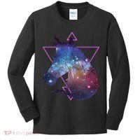 Retro Eighties Polygon Galaxy Unicorn Kids Long Sleeve Shirt thumb 0