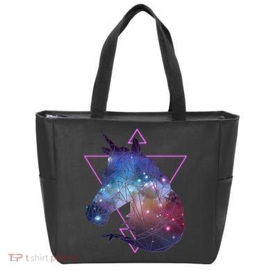 Retro Eighties Polygon Galaxy Unicorn Tote Bag