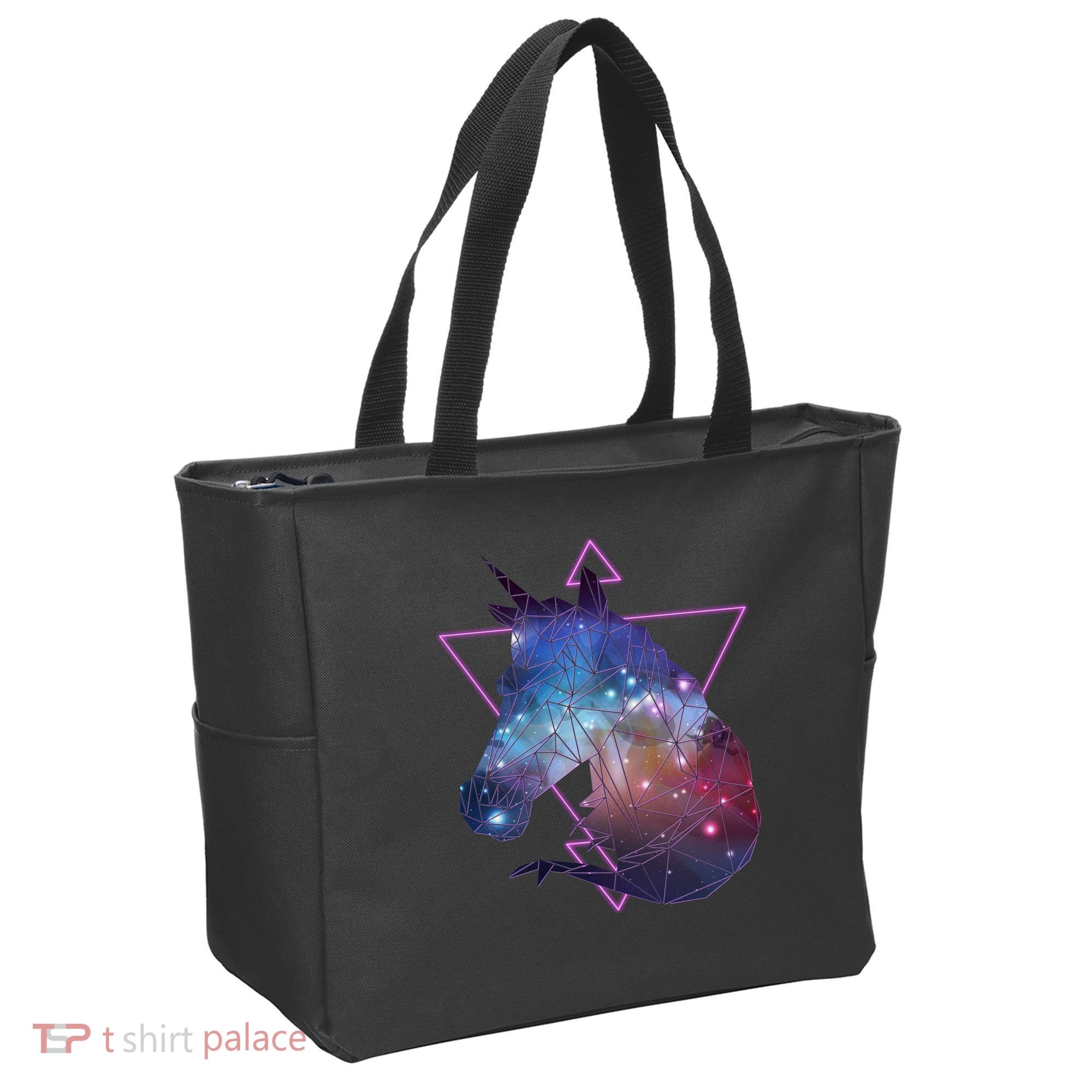 Retro Eighties Polygon Galaxy Unicorn Tote Bag