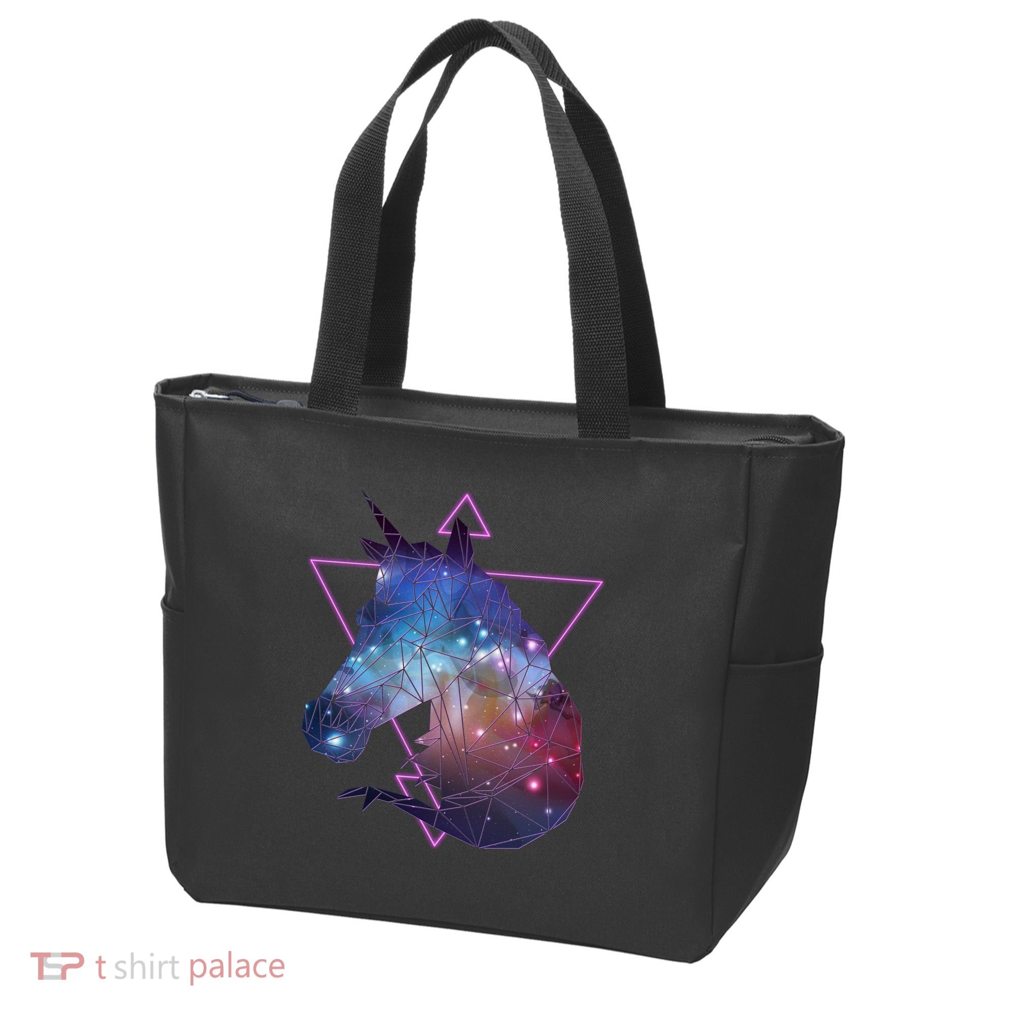 Retro Eighties Polygon Galaxy Unicorn Tote Bag