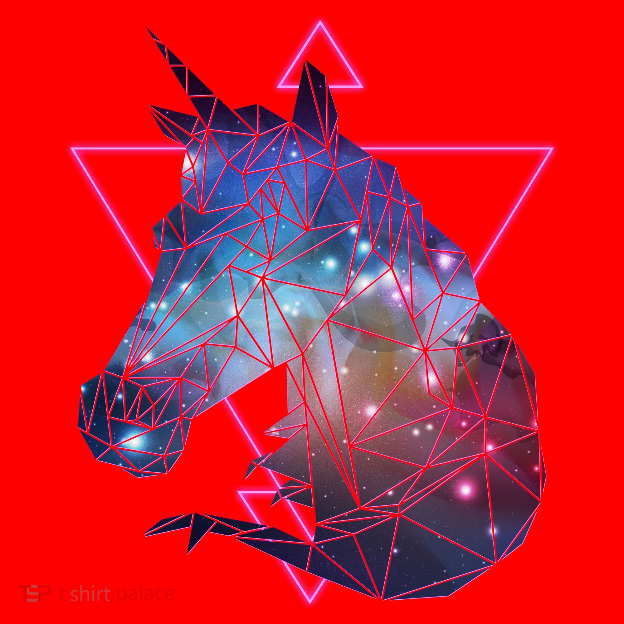 Retro Eighties Polygon Galaxy Unicorn Santa Hat