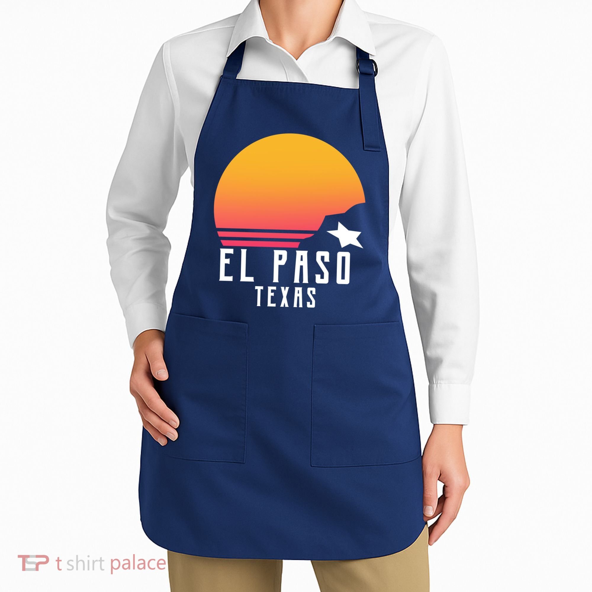 Retro El Paso Texas Sunset Apron