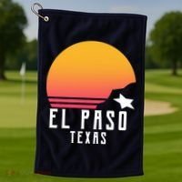 Retro El Paso Texas Sunset Golf Towel thumb 1