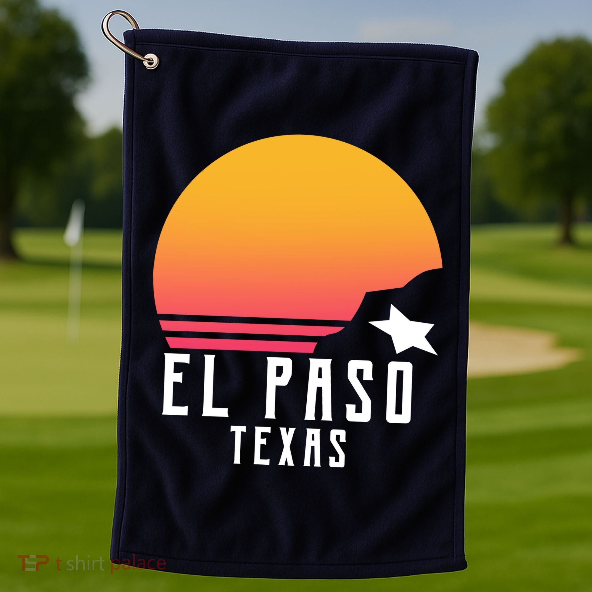 Retro El Paso Texas Sunset Golf Towel
