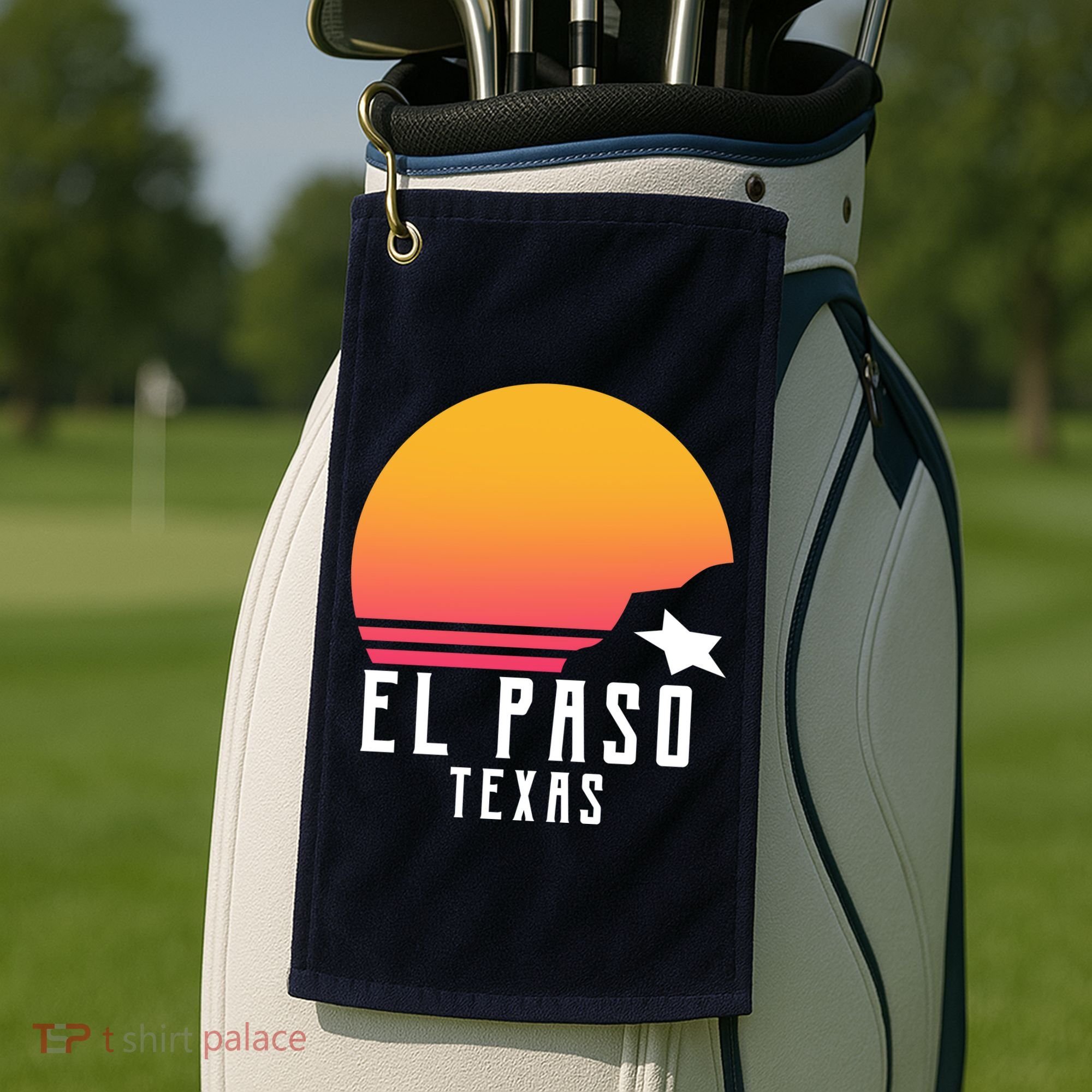 Retro El Paso Texas Sunset Golf Towel