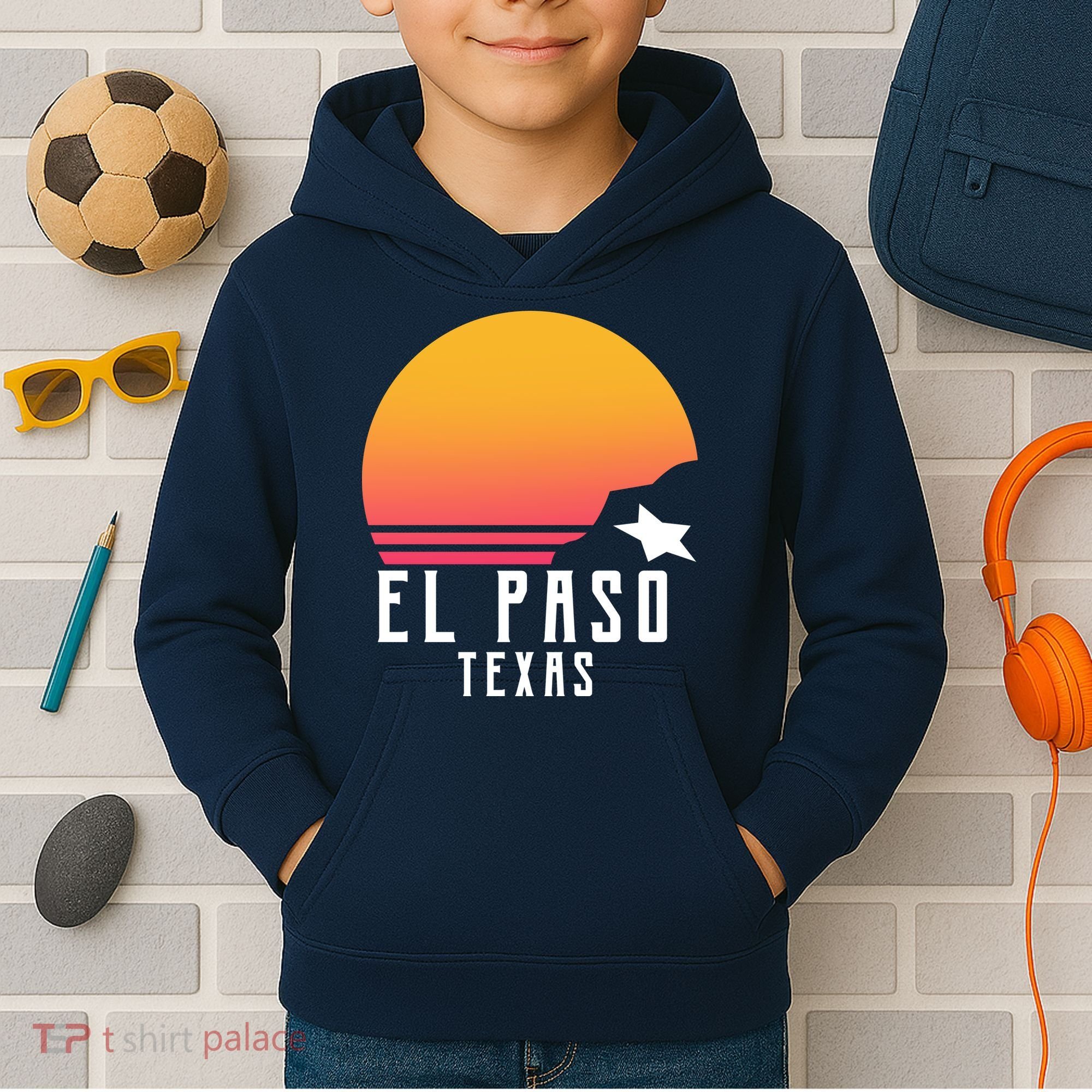 Retro El Paso Texas Sunset Kids Hoodie