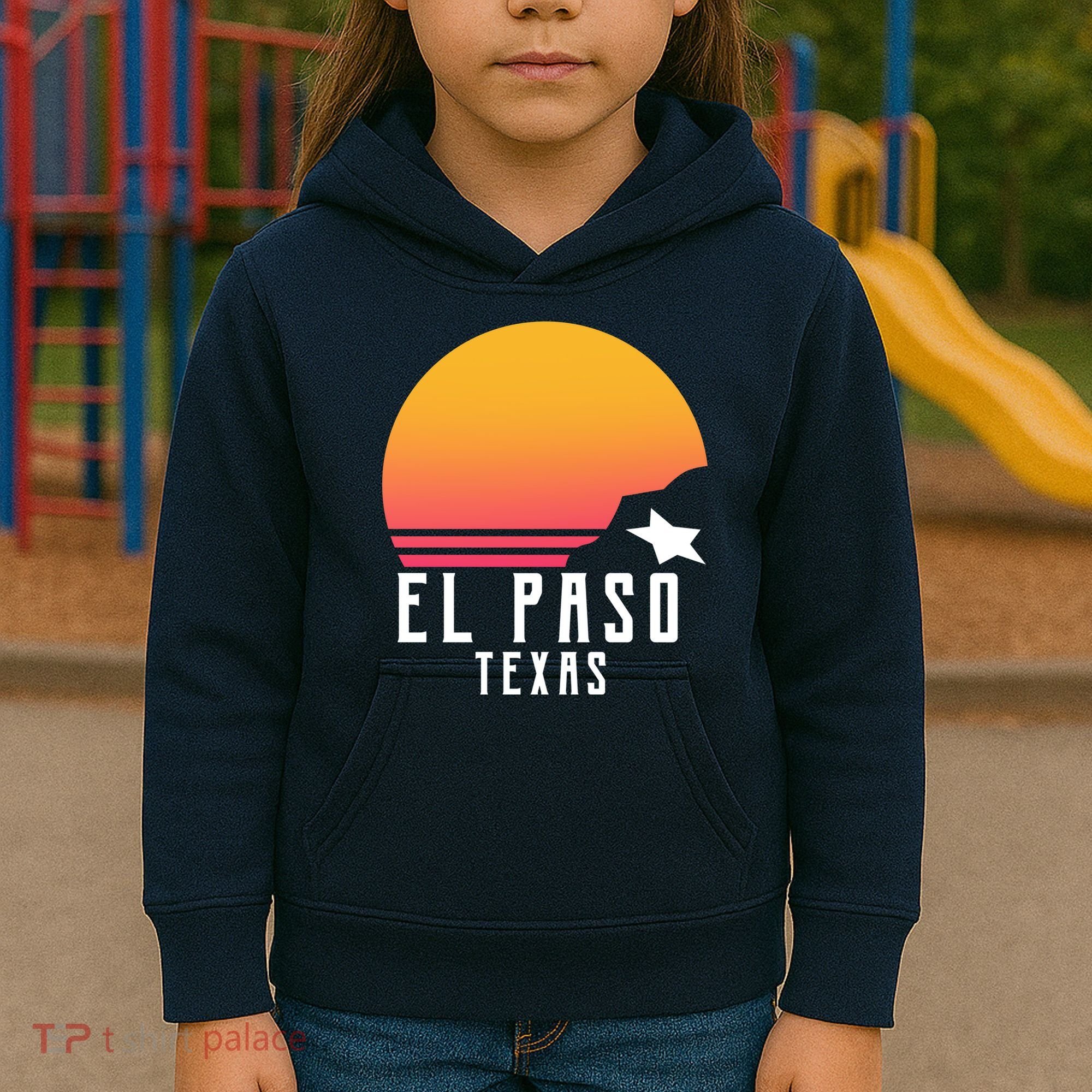 Retro El Paso Texas Sunset Kids Hoodie