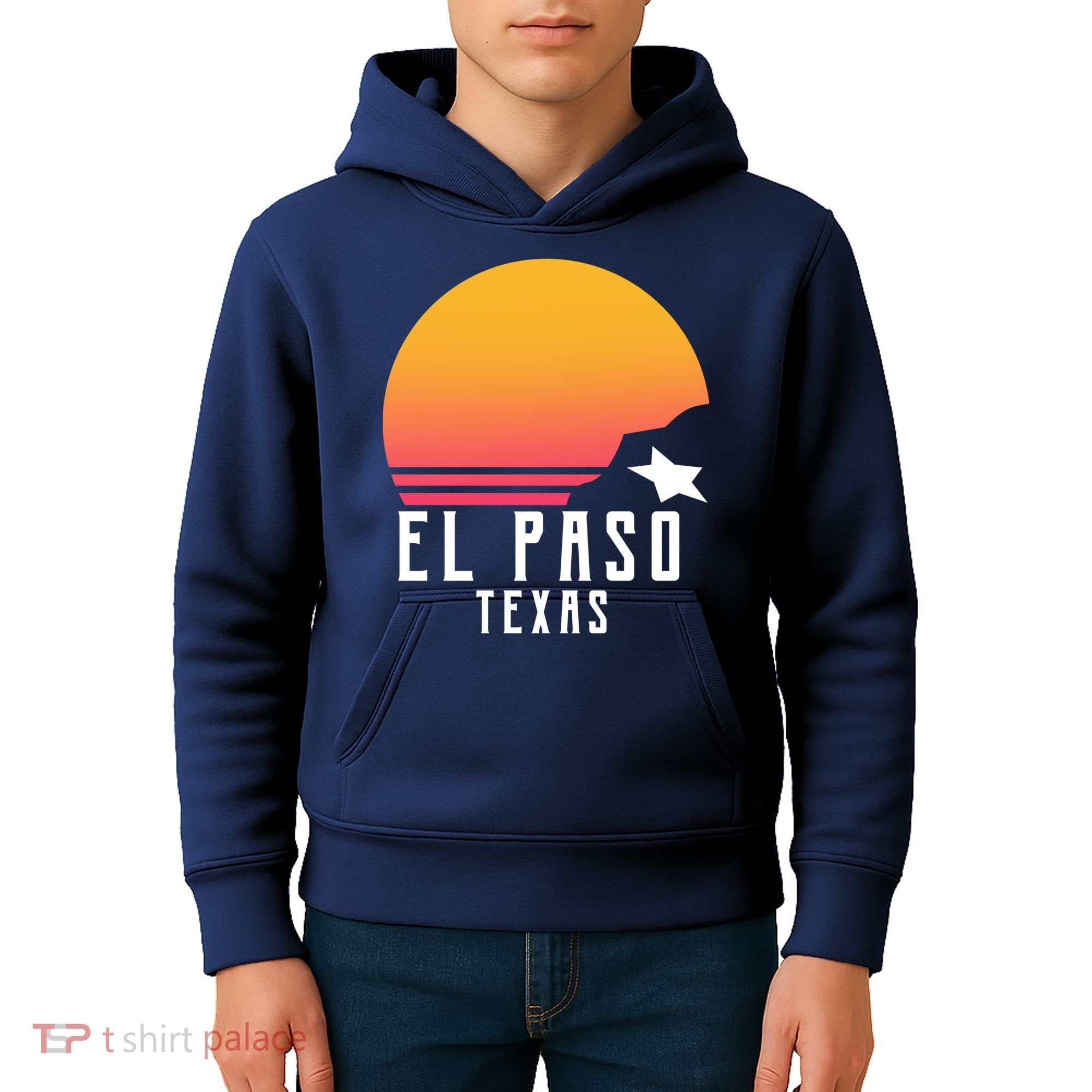 Retro El Paso Texas Sunset Kids Hoodie