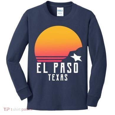 Retro El Paso Texas Sunset Kids Long Sleeve Shirt