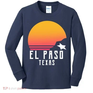 Retro El Paso Texas Sunset Kids Long Sleeve Shirt